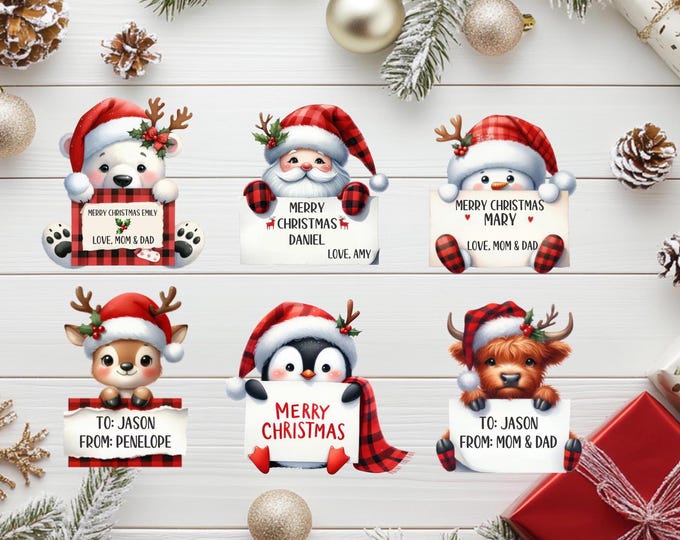 Santa Gift Tags - Christmas Gift Stickers - Gift Tag - Personalized Gift Tag - Holiday Gift Tags - Christmas Gift Tag - Kids Holiday Labels