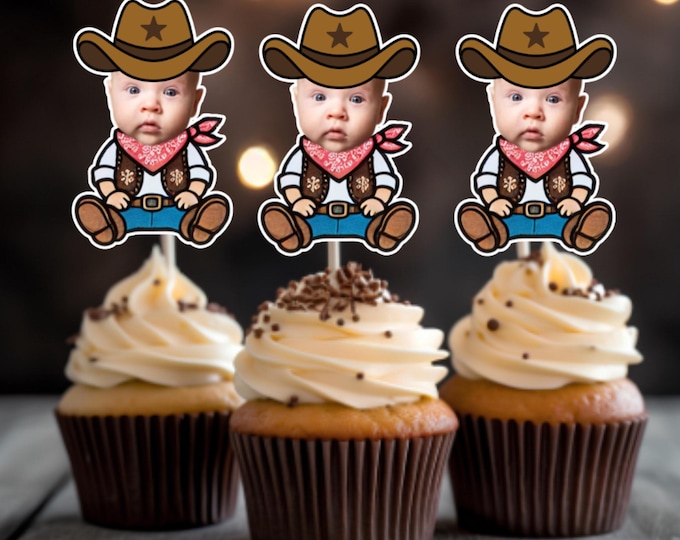 cowboy cupcake toppers | western birthday party decorations | my first rodeo birthday party supplies | cowboy 1st birthday | western party