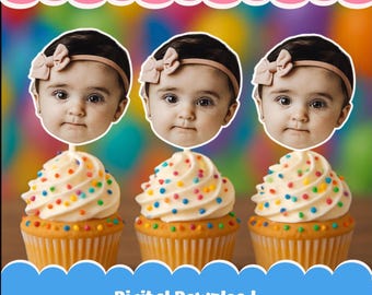Custom Face Cupcake Toppers, Personalized Cupcake Toppers, Head on a Stick, Fun Party Decoration, Custom Birthday Party Cupcake Toppers