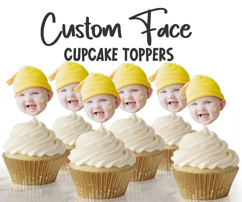 Custom Face Cupcake Toppers Custom Birthday Party Cupcake Toppers, Party Decoration, Cake Muffin Topper, Cupcake Topper, Custom topper image 2