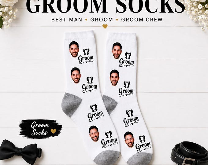 Groomsmen Gifts Custom Photo Face Socks Groomsmen Proposal Set of 6 Best Man Gift Bachelor Party Favors Groom Crew Wedding Party Socks