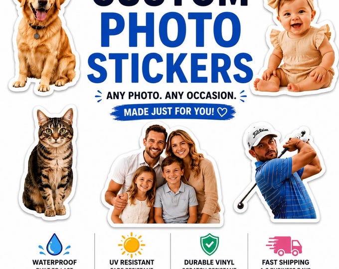 Custom Photo Sticker | Personalized Vinyl Sticker | Waterproof Sticker | Custom Pet Sticker | Family Photo Sticker | Die Cut Decal