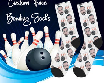 Custom Bowling socks, custom face socks, Bowling socks, face socks, photo socks, custom socks, Bowling,  team socks, sports socks,caricature