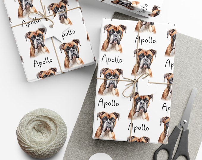 Custom Boxer Wrapping paper, custom name gift wrap , Boxer wrapping paper, dog lover