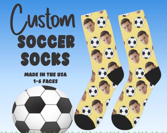 Custom Soccer socks, custom face socks, Soccer socks, face socks, photo socks, custom socks,Soccer,  team socks, sports socks