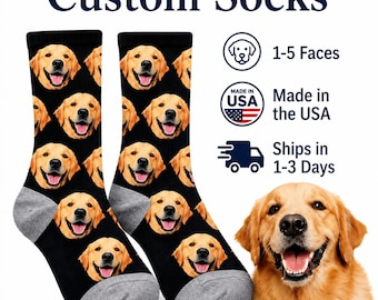 Personalized Pet Face Crew Socks – Custom Dog or Cat Photo Socks