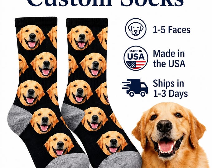 Personalized Pet Face Crew Socks – Custom Dog or Cat Photo Socks