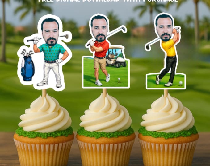 Golf Party ToppersCustom Cupcake ToppersGolf ToppersPersonalized Golf Cupcake ToppersGolf lover