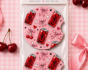 Diet Soda Set of 2 Car Coasters, New Car Accessories Driver Gift
