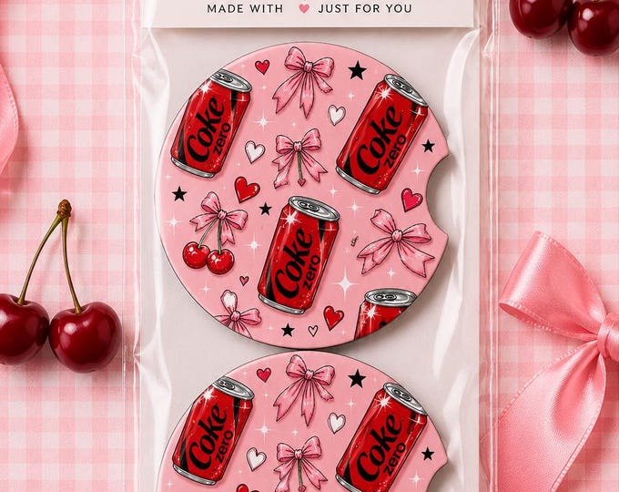 Diet Soda Set of 2 Car Coasters, New Car Accessories Driver Gift