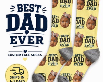 Dad Face Socks Custom Photo Socks Father's Day Gift for Dad Funny Personalized Socks from Kids Grandpa Gift