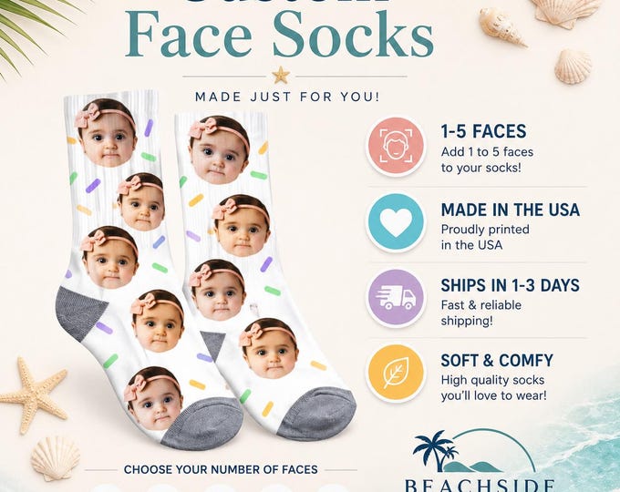 Custom Photo Socks with Face  Personalized Crew Socks Unisex
