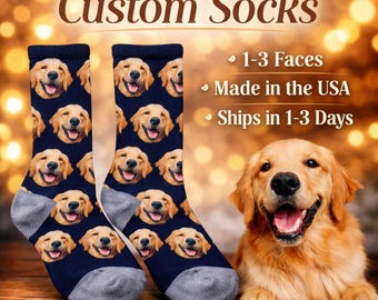 Personalized Pet Face Crew Socks – Custom Dog or Cat Photo Socks