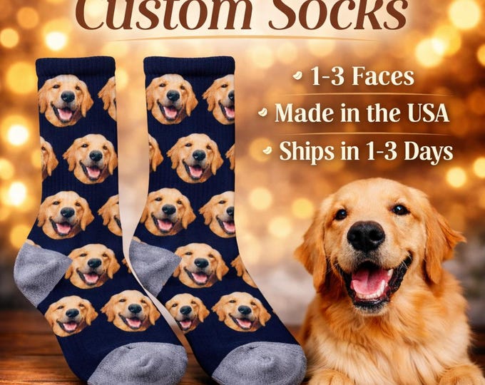 Personalized Pet Face Crew Socks – Custom Dog or Cat Photo Socks