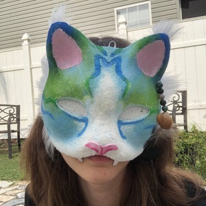 Hand Painted Felted Therian Cat Mask -  Denmark