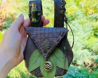 Faux Leather Belt Bag: Renfaire Cosplay Satchel with Potion Bottle