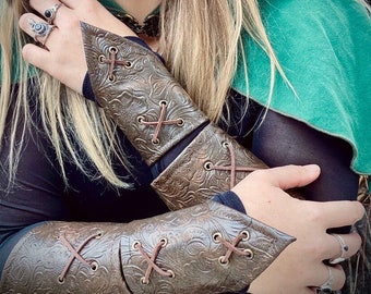 Faux Leather Medieval Bracers: Renfaire Cosplay Armor Wrist Cuffs