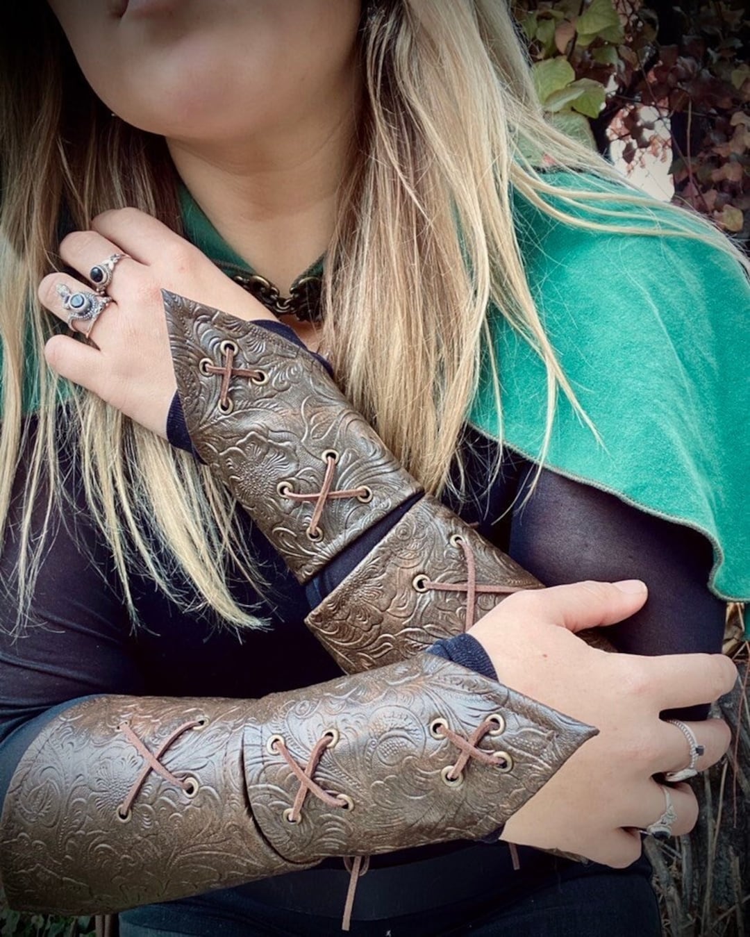 Faux Leather Medieval Bracers: Renfaire Cosplay Armor Wrist Cuffs