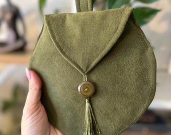 Faux Suede Leaf Pouch: Renfaire Elf Cosplay Belt Bag