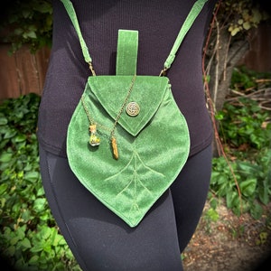 Leaf Purse, Interchangeable Belt Pouch, Renfaire Wood Elf Druid Hunter Cosplay, Fantasy Festival Satchel, Medieval, Renaissance Fair Bag