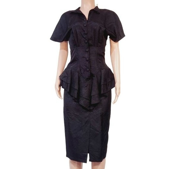 Karen Alexander Vintage Black Sheath Dress Size 6 - image 1