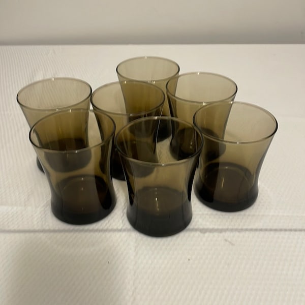 Smokey Brown 10 oz  Glasses. Set of seven