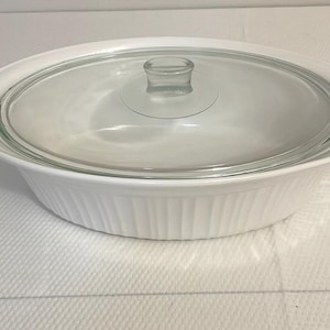 Corningware French White Quart Oval Roaster/casserole With Lid