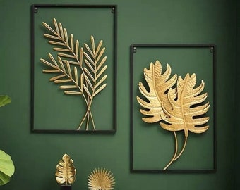 Sale! Bespoke Luxury Wall Art Metal Gold Leaf Black Trim Hanging Sculpture