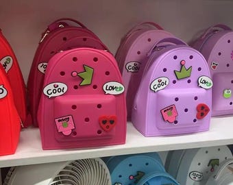 Cute Kid s Personalised Croc style Backpack With 5 Bag Charms Included Free Alphabet Letter Name Initial 7 Colours 2 Sizes Pencil Case Etsy UK
