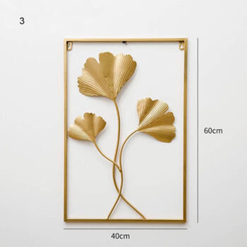 Sale Luxury Gold Leaf Wall Art Metal Hanging Sculpture Home Etsy UK