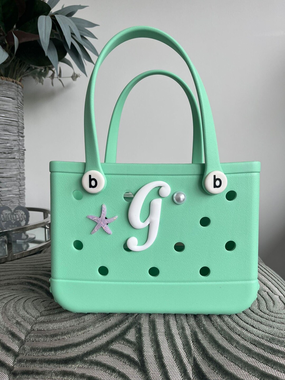 Croc Style Bag With Free Initial Charm Multi Purpose Beach Holiday 