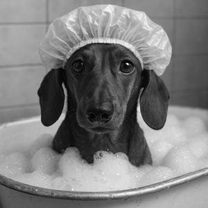 Dachshund bathroom decor- Dachshund Wall decor- Black and white bathroom art