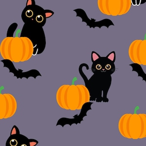 Cat phone wallpaper- Halloween Wallpaper - Black cat background - pumpkin wallpaper
