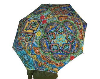 Colorful Mandala Umbrella | Artistic Rain Umbrella | Unique Gift for Her