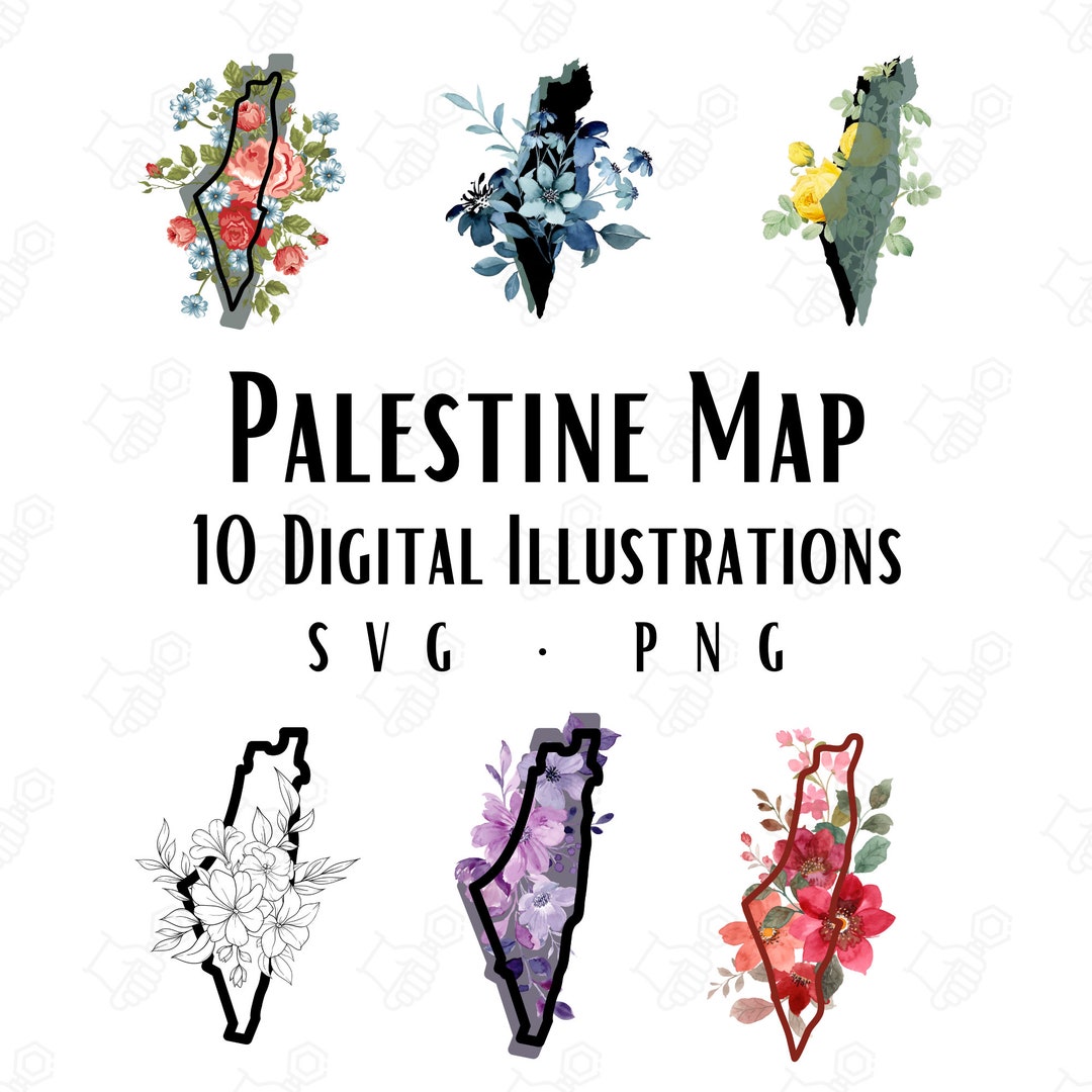 Palestine Map Floral Svg Png 10 Clipart Image Vector File Bundle