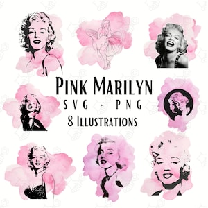 Marilyn Monroe Clipart Bundle 8 svg png | Marilyn Monroe Watercolour Clipart Image Bundle 8 Files Svg Png | Marilyn Monroe Silhouette svg