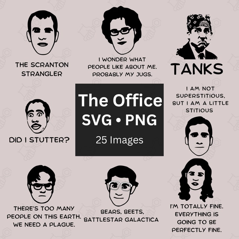 The Office Funny Quotes 25 Clipart Pack SVG PNG the Office Etsy