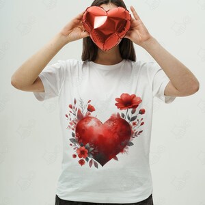 Watercolour Heart Bouquet Valentine’s Day 5 Clipart Bundle PNG Files HD ...
