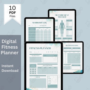 Digital FITNESS planner, GoodNotes Fitness Planner, Fitness Journal, Weight Loss Tracker, UNDATED iPad Workout Planner, Wellness Planner PDF