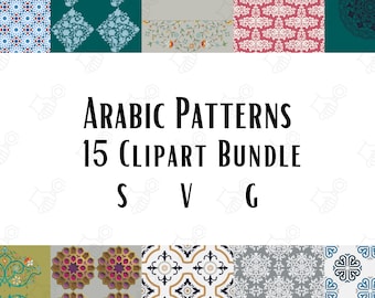 Arabic Designs 15 Clipart Bundle SVG PNG Files Instant Download Digital Images Clipart Files Wall Art Transfer Files Cricut Cards svg png