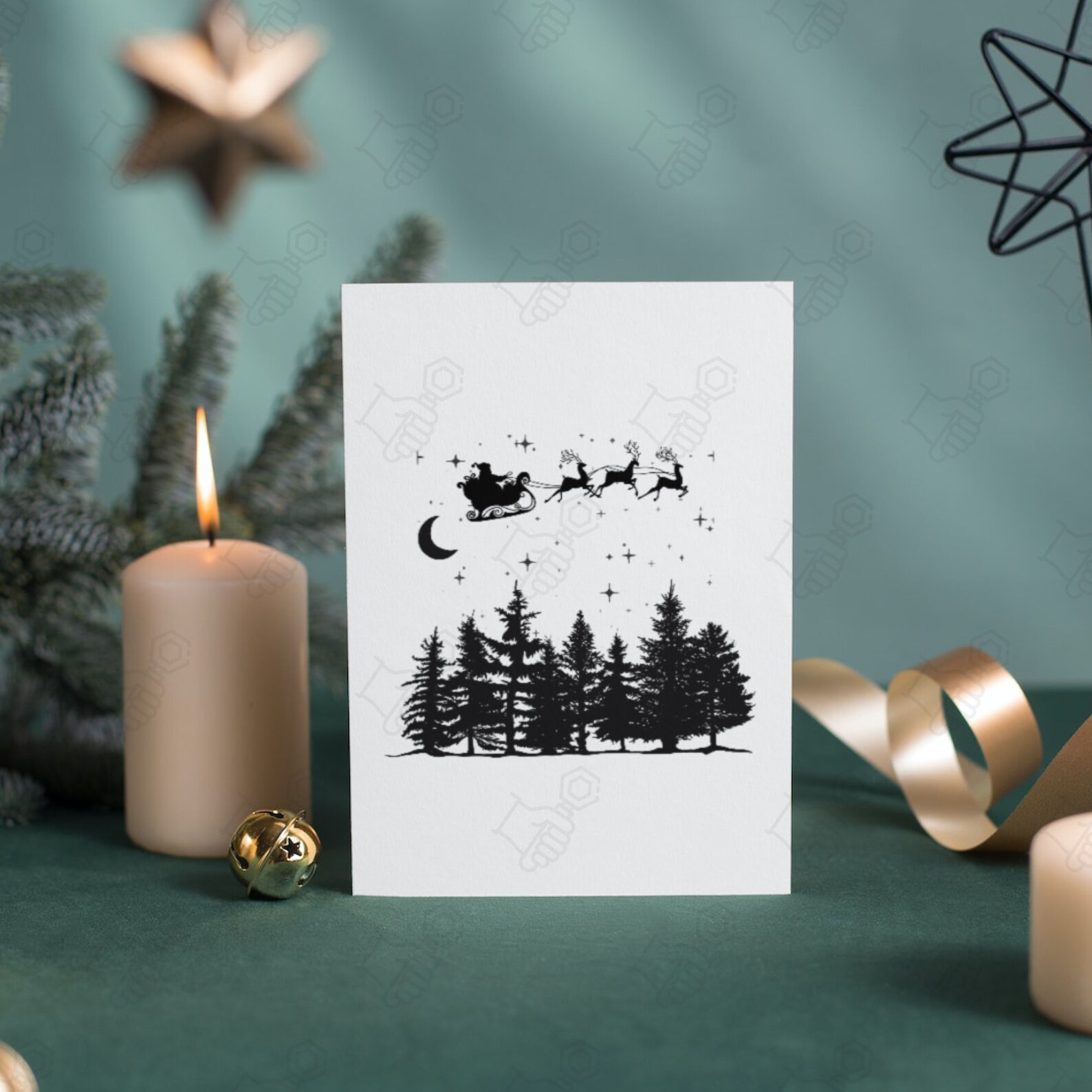 Christmas Night SVG, Santa Sleigh SVG, Snowman Svg Scene, Reindeer ...