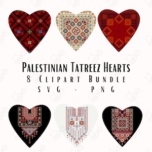 Palestinian Tatreez Hearts Svg Png 8 Clipart Bundle Instant Download Cricut Designs Wall Art Home Decor Digital Stickers Svg Png Palestinian