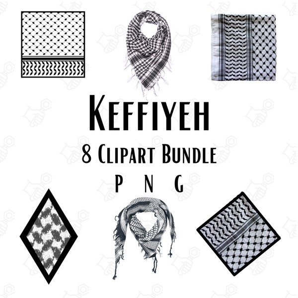 Keffiyeh Koufeye 8 Digital Clipart Images Bundle | Instant Download PNG Bundle | Keffiyehs Clipart Bundle | Falasteeni Keffiyeh Cricut png