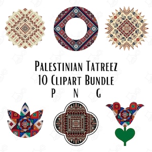 Palestinian Tatreez 10 Clipart Bundle Instant Download PNG Files Transparent Background Instant Download Transfer Images PNG Images