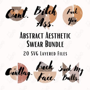 Boho Ästhetische Moderne Schimpfwort 20 Clipart Bundle SVG Layered Dateien Transfer Cricut Design Space Instant Download Swear Words Pack Vektor