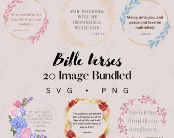 Bible Verses Floral Frame Digital Clipart Bundle 20 Svg Png Bundle Instant Download Cricut Design Bible Quotes clipart bundle svg files png