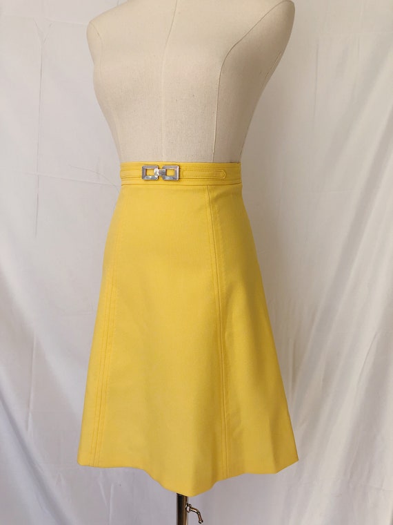 70s Yellow Skirt with Faux Buckle