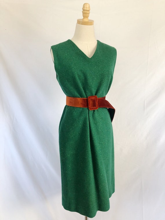 60s Green Wool Dress - image 2