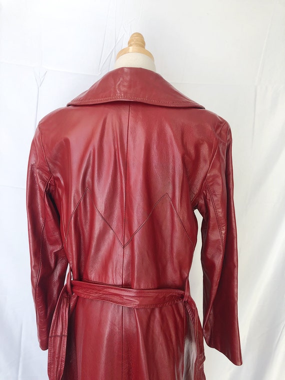 70s Red Leather Trench - image 5