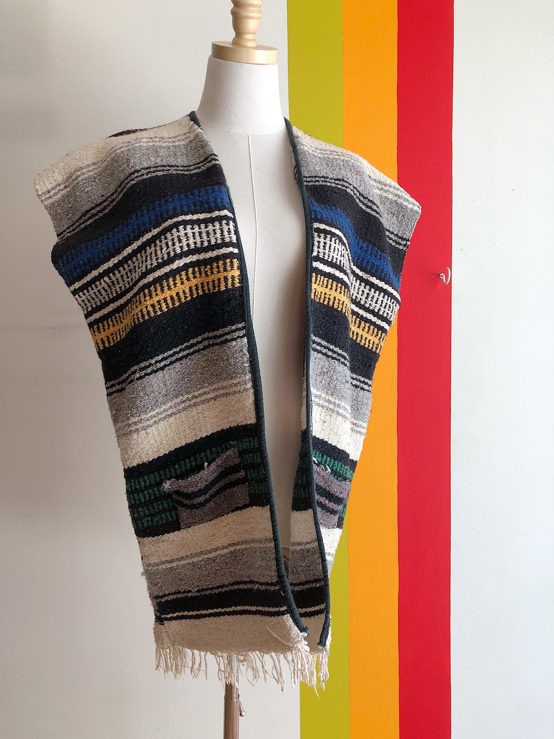 1960s Drug Rug Blanket Vest Etsy